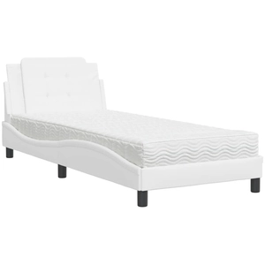 vidaXL Lit avec matelas blanc 80x200 cm similicuir pas cher