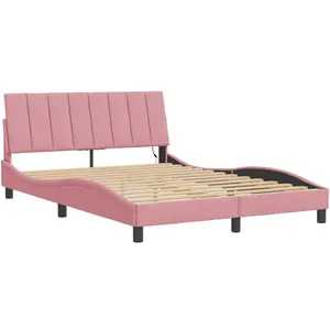 vidaXL Cadre de lit avec LED sans matelas rose 140x190cm velours pas cher