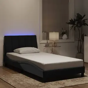 vidaXL Cadre de lit avec lumières LED noir 100x200 cm velours pas cher