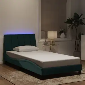 Cadre de lit avec led sans matelas vert foncé 100x200cm velours Vidaxl pas cher
