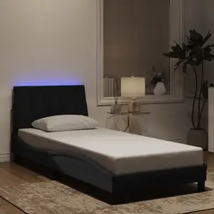 vidaXL Cadre de lit avec lumières LED noir 80x200 cm velours pas cher