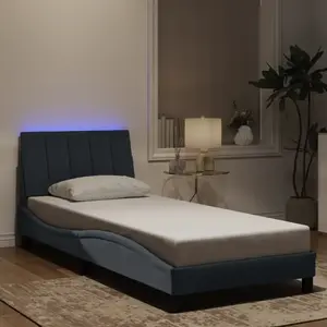vidaXL Cadre de lit avec lumières LED gris foncé 80x200 cm Velours pas cher