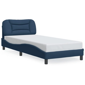 vidaXL Cadre de lit avec lumières LED bleu 180x200 cm tissu pas cher