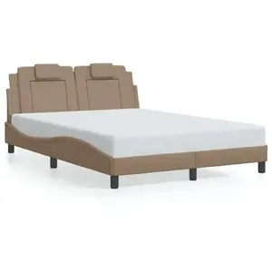 vidaXL Cadre de lit avec lumières LED cappuccino 120x200 cm similicuir pas cher