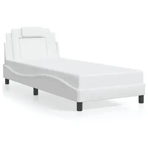 vidaXL Cadre de lit avec lumières LED blanc 90x200 cm similicuir pas cher
