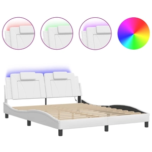 vidaXL Cadre de lit avec lumières LED noir 180x200 cm similicuir pas cher