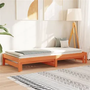 Comparateur de prix : vidaXL Lit de jour avec lit gigogne cire marron 90x190 cm pin massif