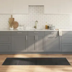 vidaXL Tapis rectangulaire gris 60x200 cm bambou pas cher