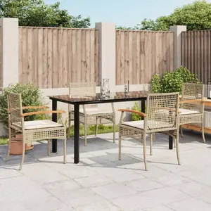 vidaXL Ensemble à manger de jardin avec coussins 5pcs Beige poly rotin pas cher