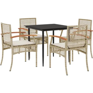 vidaXL Ensemble à manger de jardin avec coussins 5pcs Beige poly rotin pas cher