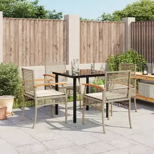 vidaXL Ensemble à manger de jardin avec coussins 5pcs Beige poly rotin pas cher
