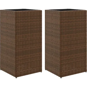 vidaXL Jardinières 2 pcs marron 40x40x80 cm résine tressée pas cher