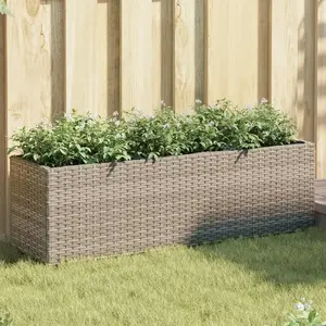 vidaXL Jardinières avec 3 pots 2 pcs gris 105x30x32 cm résine tressée pas cher