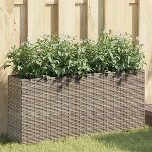 vidaXL Jardinières avec 2 pots 2 pcs gris 90x20x40 cm résine tressée pas cher