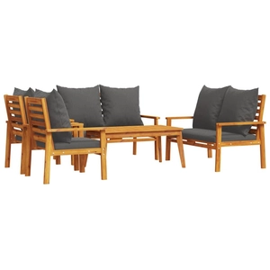 vidaXL Salon de jardin avec coussins 5 pcs Bois d'acacia solide pas cher