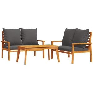 vidaXL Salon de jardin 3 pcs avec coussins bois massif d'acacia pas cher