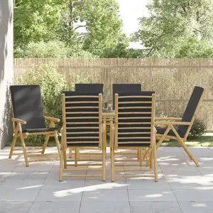 vidaXL Chaises inclinables de jardin pliantes lot de 6 coussins bambou pas cher