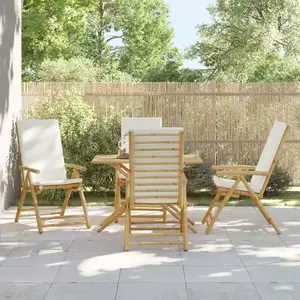 vidaXL Chaises de bistro pliantes lot de 4 et coussins blanc crème pas cher