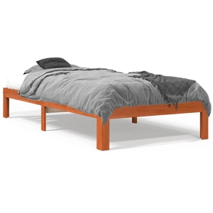 vidaXL Cadre de lit cire marron 75x190 cm bois de pin massif pas cher