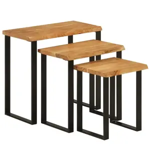 Comparateur de prix : vidaXL Tables gigognes 3 pcs avec bord vivant bois massif d'acacia