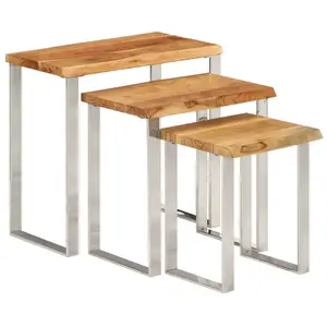 Comparateur de prix : vidaXL Tables gigognes 3 pcs avec bord vivant bois massif d'acacia