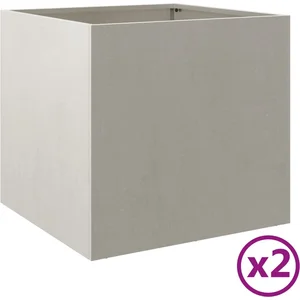 vidaXL Jardinières 2 pcs argenté 49x47x46 cm acier inoxydable pas cher
