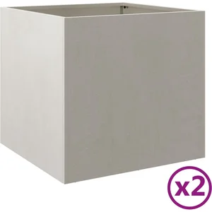 vidaXL Jardinières 2 pcs argenté 42x40x39 cm acier inoxydable pas cher