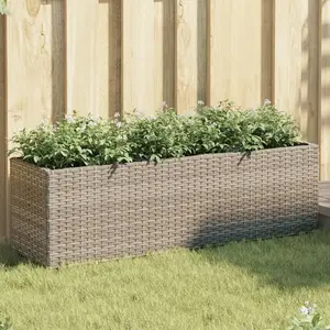 Comparateur de prix : vidaXL Jardinière avec 3 pots gris 105x30x32 cm résine tressée