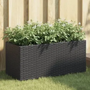 Comparateur de prix : vidaXL Jardinière avec 2 pots noir 72x30x32 cm résine tressée