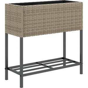 Comparateur de prix : vidaXL Jardinière avec étagère gris résine tressée