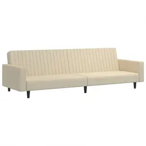 vidaXL Canapé-lit à 2 places crème velours pas cher