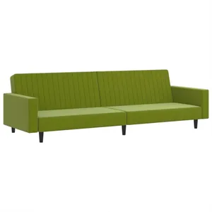 vidaXL Canapé-lit à 2 places vert clair velours pas cher
