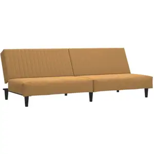 vidaXL Canapé-lit à 2 places marron velours pas cher