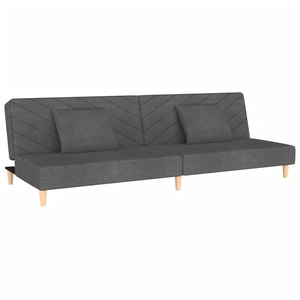 vidaXL Canapé-lit à 2 places avec deux oreillers Gris foncé Tissu pas cher