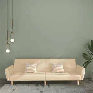 vidaXL Canapé-lit à 2 places crème tissu pas cher