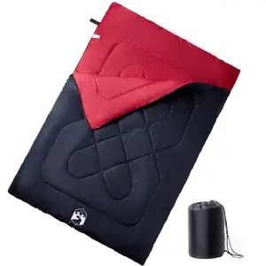 vidaXL Sac de couchage double et oreillers adultes camping 3-4 saisons pas cher