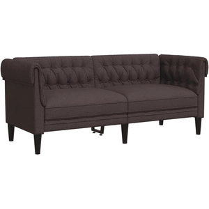 vidaXL Canapé Chesterfield 2 places marron foncé tissu pas cher