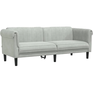 vidaXL Canapé à 3 places gris clair velours