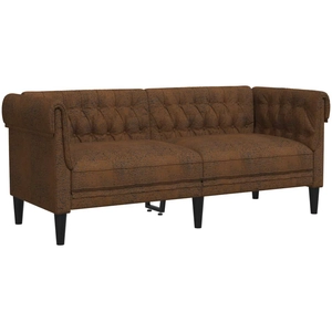 vidaXL Canapé Chesterfield 2 places marron tissu pas cher