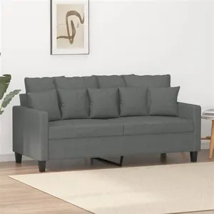 vidaXL Canapé à 2 places Gris foncé 140 cm Tissu pas cher