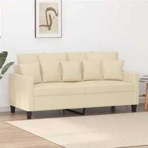 Comparateur de prix : vidaXL Canapé à 2 places Crème 140 cm Tissu
