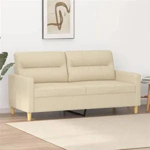 vidaXL Canapé à 2 places Crème 140 cm Tissu pas cher