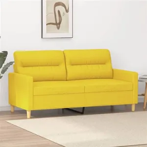 vidaXL Canapé à 2 places Jaune clair 140 cm Tissu pas cher