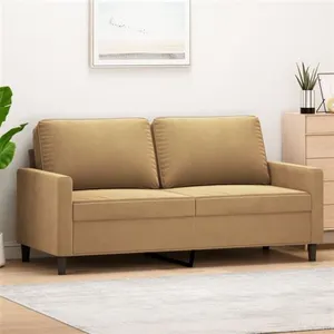 vidaXL Canapé à 2 places Marron 140 cm Velours pas cher
