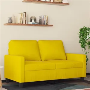 vidaXL Canapé à 2 places Jaune 120 cm Velours pas cher