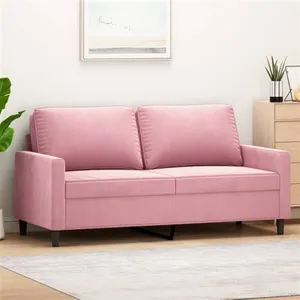 vidaXL Canapé à 2 places Rose 140 cm Velours pas cher