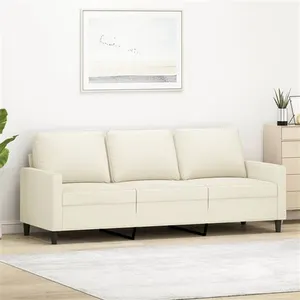 vidaXL Canapé à 3 places Crème 180 cm Velours pas cher