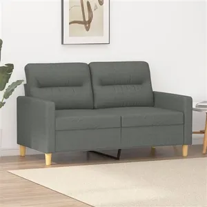 vidaXL Canapé à 2 places Gris foncé 120 cm Tissu