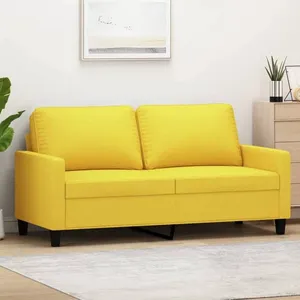 vidaXL Canapé à 2 places Jaune clair 140 cm Tissu pas cher