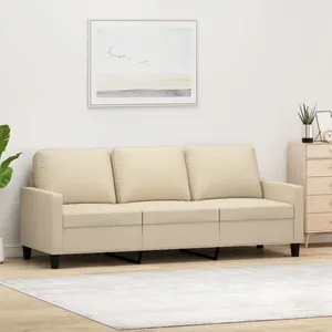 vidaXL Canapé à 3 places Crème 180 cm Tissu pas cher